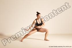 Underwear Martial art Woman White Moving poses Average long colored Dynamic poses Academic